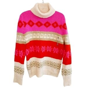 OLD NAVY Fair Isle Size Large Turtleneck Sweater Wool Alpaca Angora Blend NWT